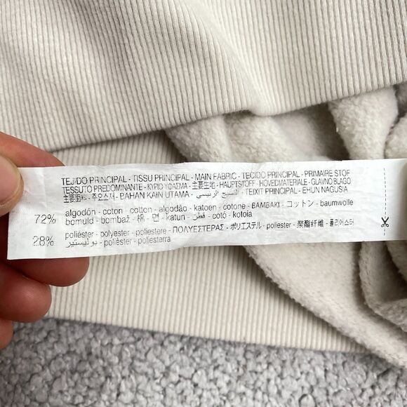 Zara Sof Fleece Pullover Sweatshirt Womens Large Beige Crew Neck Cotton Casual - Picture 8 of 14